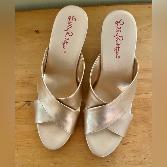 Lilly Pulitzer Shoes - Lilly Pulitzer Metallic Gold Mules